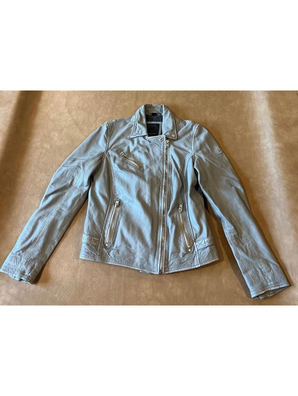 Mauritius Sofia RF Lamb Leather Moto Jacket Gray (Women’s 8)